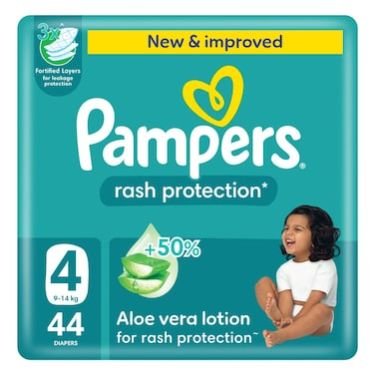 Pampers Rash Protection Diapers Size 4 (9–14 Kg) 44s